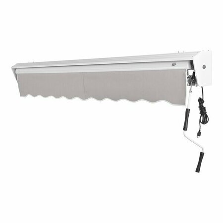 AWNTECH Destin 12' Gray Heavy-Duty Right Motor Retractable Patio Awning with Protective Hood 237DTR12G